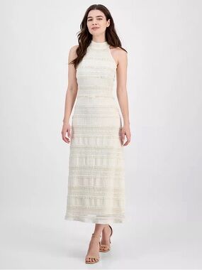 NWT Anne Klein Lace Knit Mock Neck Halter Dress - size 8